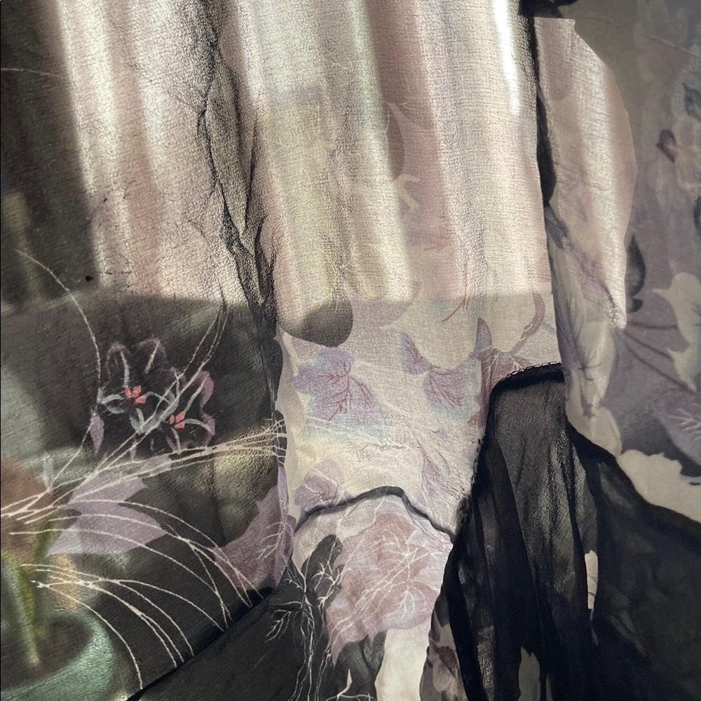 Citron Floral Sheer Silk Kimono Shawl🌬️ - Picture 9 of 9